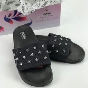 Black Denim Star Slides Air Balance Size 7